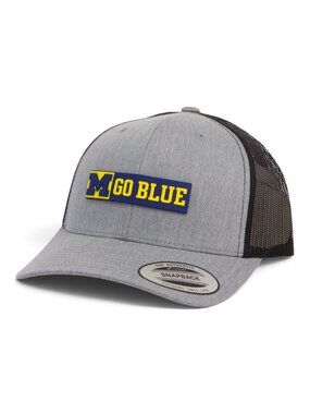Michigan Wolverines GO BLUE 3D YP Snapback Trucker Hat- Heather Grey/ Black